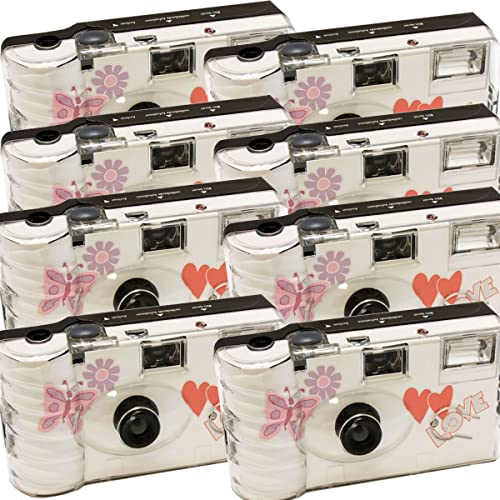 8 x 1A PHOTO PORST Hochzeitskamera mit Schmetterling/Einwegkamera/Partykamera (je 27 Fotos, mit Blitz, 8-er Pack) von 1A PHOTO PORST