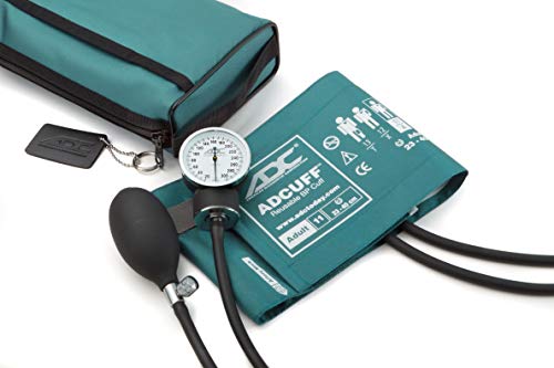 ADC Aneroides Blutdruckmessgerät Prosphyg 768 Professional Pocket mit Adcuff-Blutdruckmanschette aus Nylon und passender Transporttasche, Erwachsene, blaugrün von ADC