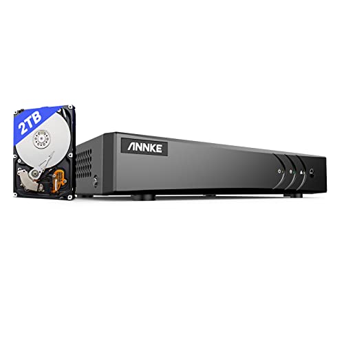 ANNKE 8 Kanal 3K Lite DVR Recorder H.265+ Überwachungssystem DVR Recorder für Analog/AHD/TVI/IP CCTV Kamera, Intelligente Person- und Fahrzeugerkennung, E-Mail-Benachrichtigung, 2TB Festplatte von ANNKE
