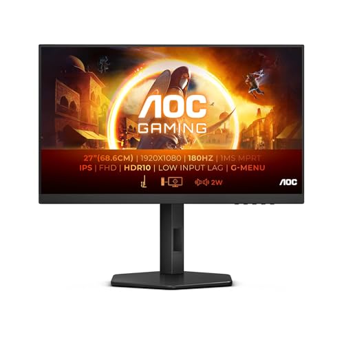 AOC Gaming 27G4X - 27 Zoll FHD Monitor, 180 Hz, 1 ms, FreeSync Prem., G-Sync comp., HDR10 (1920x1080, HDMI, DisplayPort) schwarz von AOC