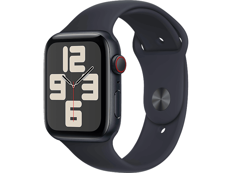 APPLE Watch SE (2023) GPS+Cellular 44 mm Smartwatch Aluminium Fluorelastomer, 130-180 mm, Mitternacht von APPLE