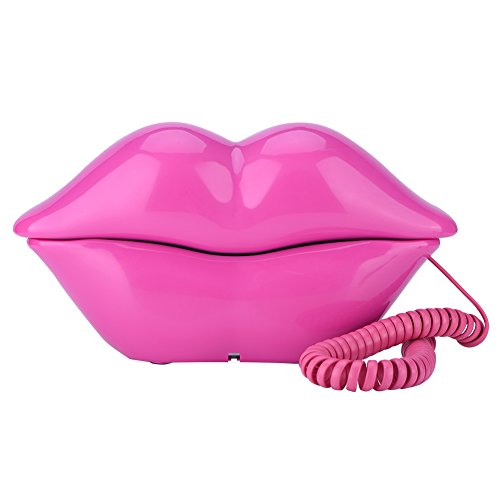 ASHATA Rosenrot Telefon Schnurtelefon, Interessantes Rosen-rotes Lippenplastiktelefon Schnurgebundenes Telefon,Festnetz Telefon Lippen Schnurtelefon von ASHATA