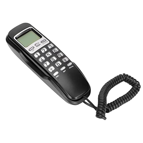 ASHATA Schnurgebundenes Telefon, Kleines Kabelgebundenes Festnetztelefon mit LCD-Display, Schnurgebundenes Telefon mit Flash-Wahlwiederholung für das Home Office(Schwarz) von ASHATA