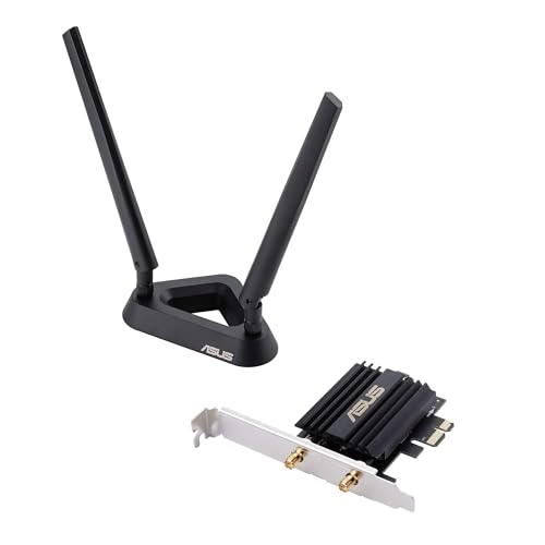 Asus PCE-AX58BT PCIe-Karte (Bluetooth 5.0 + Wi-Fi 6 AX3000 Dual-Band, 2x externe Antennen mit Standfuß, DFS) von ASUS
