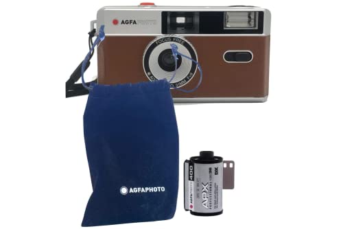 AgfaPhoto analoge 35mm Foto Kamera Black Set (B+W Film + Batterie) von AgfaPhoto
