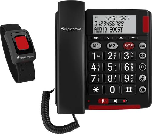 Amplicomms BigTel 50 Alarm Plus Schnurgebundenes Seniorentelefon für Hörgeräte kompatibel, inkl. von Amplicomms
