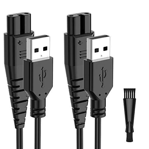 Ancable USB Ladekabel mit kleiner Bürste, Ersatzkabel Rasierer kabel kompatibel mit Hatteker RFC 690 692 588 598 696 9598 7568 Bartschneider Haarschneidemaschine (2Ladekabel+Bürste) von Ancable