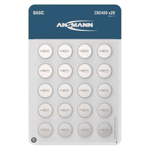 ANSMANN Basic 20x CR2450 Knopfzellen Lithium Batterien 3V / Qualitativ hochwertige Batterien/Ideal für Küchenwaage, Autoschlüssel, Messgeräte, Fernbedienungen, etc. von Ansmann