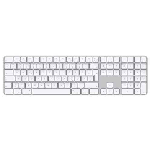 Apple Magic Keyboard mit Touch ID und Ziffernblock: Bluetooth, wiederaufladbar. Kompatibel mit Mac Computern Chip; Deutsch, Weiße Tasten von Apple
