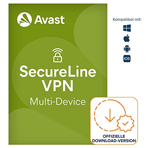 Avast SecureLine VPN 2024 - Virtual Private Network zum Schutz der Privatsphäre - für Windows, macOS, iOS und Android | 5 Gerät | 1 Jahr | PC/Mac | Aktivierungscode per Email von Avast