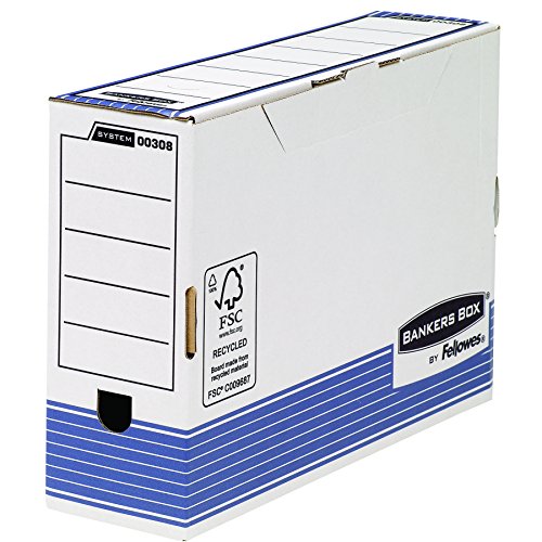Bankers Box Archivschachtel Folio mit FastFold System, 100 mm, FSC, 10er-Packung, weiß/blau von BANKERS BOX