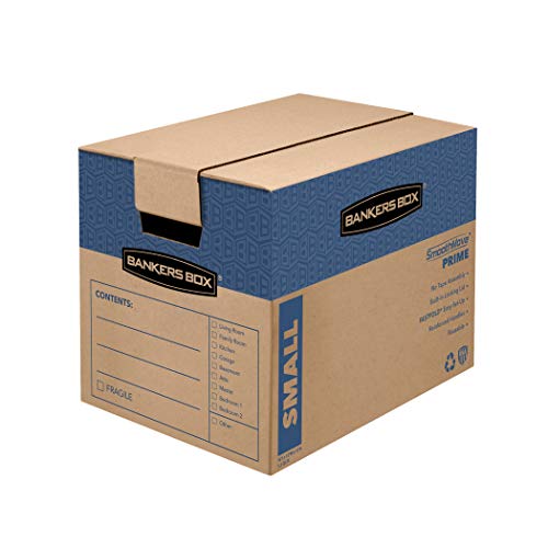 Bankers Box SmoothMove Prime Umzugskartons, klebefreie und schnelle Faltmontage, klein, 40,6 x 30,5 x 30,5 cm, 15er-Pack (0062711), Kraftpapier von BANKERS BOX
