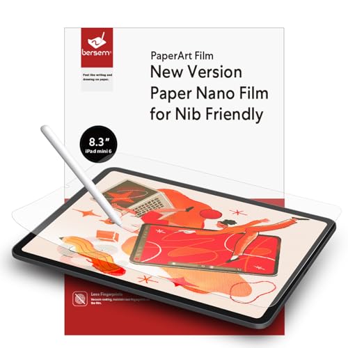 BERSEM 2 Stück Papier Schutzfolie Kompatibel mit iPad Mini 6 (8.3 Zoll) 2021 PET-Folie zum Zeichnen, Blendschutz, blasenfrei, hohe Berührungsempfindlichkeit, Fallfreundlich von BERSEM