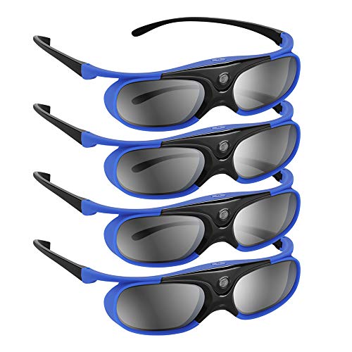 BOBLOV DLP Link 3D-Brillen, 4 Stück, 144 Hz, wiederaufladbar, 3D-Aktivauslöserbrille für alle 3D-DLP-Projektoren, kompatibel mit Optoma, Samsung, BenQ, Dell, Mitsubishi, Acer, NEC, Sharp (blau) von BOBLOV