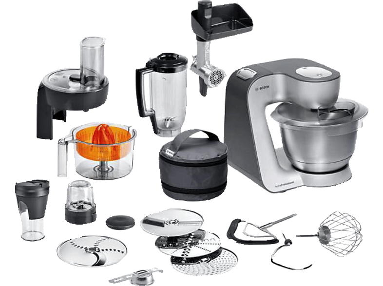 BOSCH MUM59S81DE Home Professional Küchenmaschine Silber/Anthrazit (Rührschüsselkapazität: 3,9 l, 1000 Watt) von BOSCH