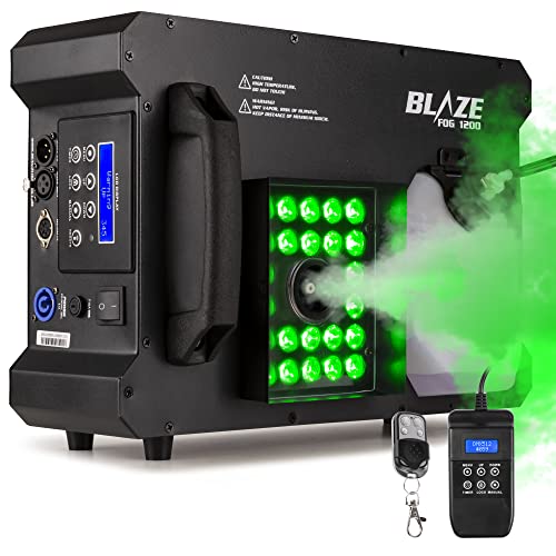 BeamZ BLAZE1200 Nebelmaschine mit Lichteffekt, 1200 Watt, Horizontal und Vertikal, Fog Machine LED Rauchmaschine mit Funkfernbedienung, Disco Partynebel, Smoke Machine für DJs, Veranstaltungen von Beamz
