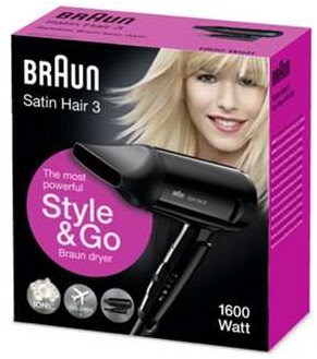 HD350 Style & Go Satin Hair 3 Haartrockner schwarz von Braun
