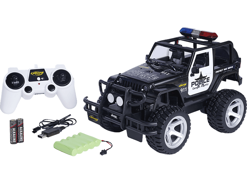 CARSON 1:12 Jeep Wrangler Police 2.4G 100% RTR R/C Spielzeugauto, Mehrfarbig von CARSON
