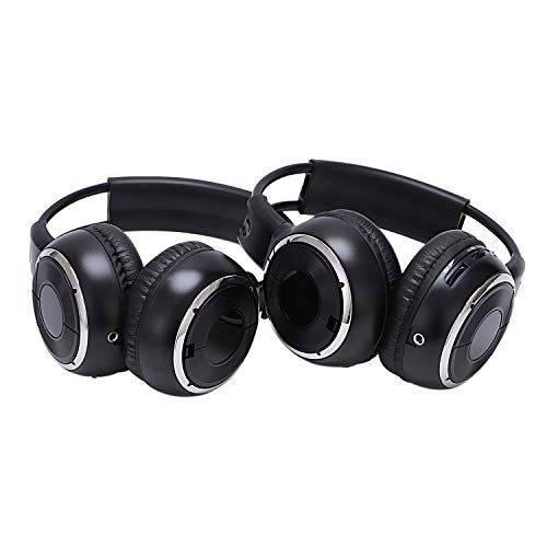 CROIRE 2 x Doppel-Infrarot-Stereo-Wireless-Kopfhörer-Headset, IR-Auto-DVD-Player, Kopfstütze, Schwarz von CROIRE