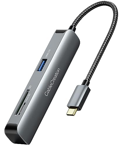 USB C Hub HDMI, USB-C Hub, CableCreation USB Hub, 2 USB 3.0, 1 HDMI 4K Adapter, SD/Micro SD-Kartenleser Docking Station für MacBook Pro/Air/M1für iPad Pro/Surface/XPS/Pixelbook Aluminiumgehäuse von CableCreation