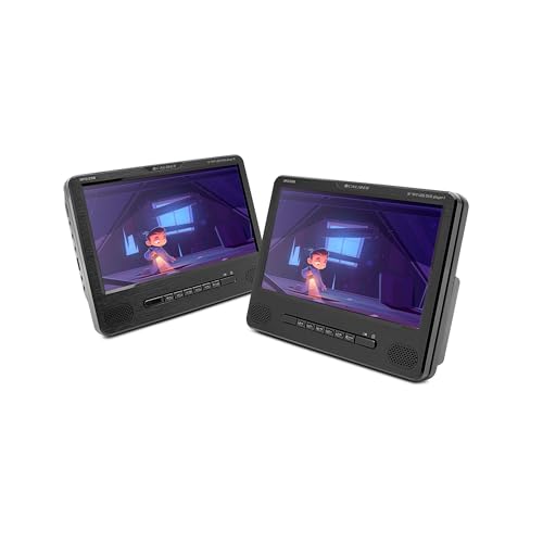 Caliber Tragbarer DVD Player Auto - 2er Set - CD, DVD, VCD, MP3, MPEG4, DivX, JPEG, USB, SD - LED Anzeige - 3,5 mm Kopfhöreranschluss - bis zu 1,5 Stunden kabellos - Schwarz - 9 Zoll von Caliber