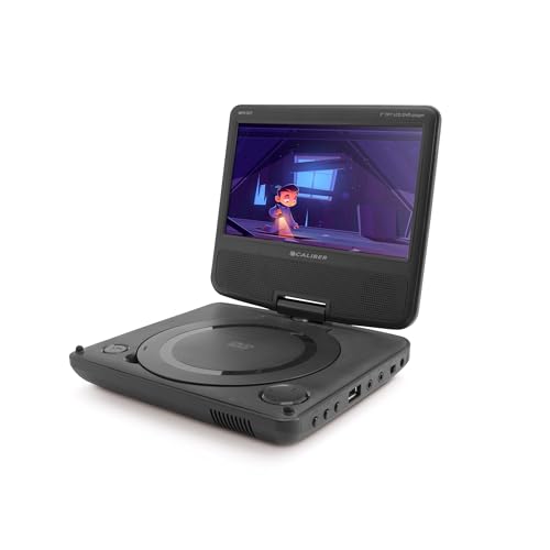 Caliber Tragbarer DVD-Player - USB -Anschluss. MPD107-7 Zoll Bildschirm - 840 x 480 Auflösung - 2 Stunden Akkulaufzeit - Schwarz - 180 x 150 x 41 mm von Caliber