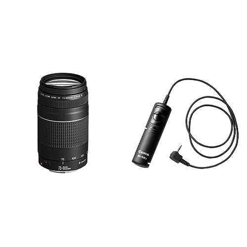 Canon EF 75-300mm F4.0-5.6 III Zoomobjektiv (58mm Filtergewinde) schwarz & RS-60 E3 Kabelfernauslöser von Canon