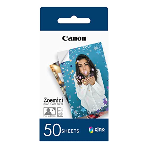 Canon ZP-2030 Original ZINK Fotopapier 50 Blatt für Canon Zoemini Sofortbildkamera/Fotodrucker (Papierformat 5x7,5cm, Sticker ohne Rand, Kleberückseite, kein Verschmieren, wasserabweisend, reißfest​) von Canon