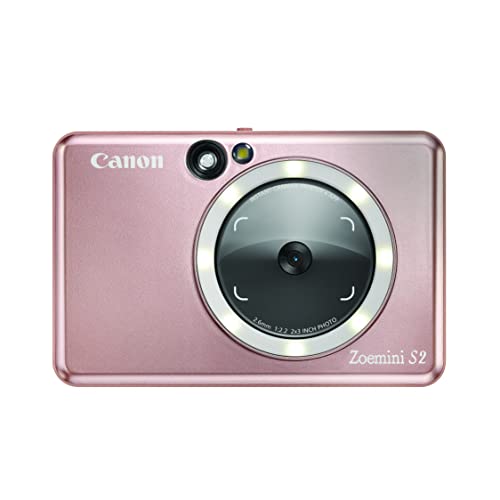 Canon Zoemini S2 Mini Sofortbildkamera + Fotodrucker mobil tragbar unterwegs Hosentasche (Fotodruck 5x7,6 cm, kabelllos, eingebauter Akku, App, Bluetooth) roségold [+ 10er Zink Druck-Set] von Canon