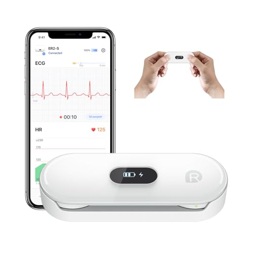 CheckMe DuoEK-S EKG Gerät mit OLED Bildschirm für Zuhause, Bluetooth EKG Messgerät Tragbarer EKG Monitor mit APP für iOS und Android, 30s - 5 Min Überwachung, Herzfrequenzmonitor von CheckMe