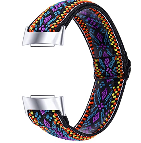 Chofit Armband kompatibel mit Fitbit Charge 5 Riemen, gewebtes Nylon, elastisches Armband, wasserdicht, Ersatz für Charge 5 Activity Tracker (5) von Chofit