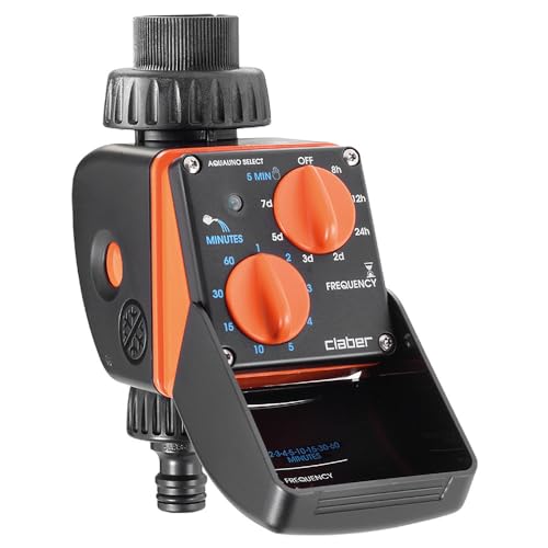 Claber 8423 Aquauno Select Elektronischer Wassercomputer, schwarz/orange/grau von Claber