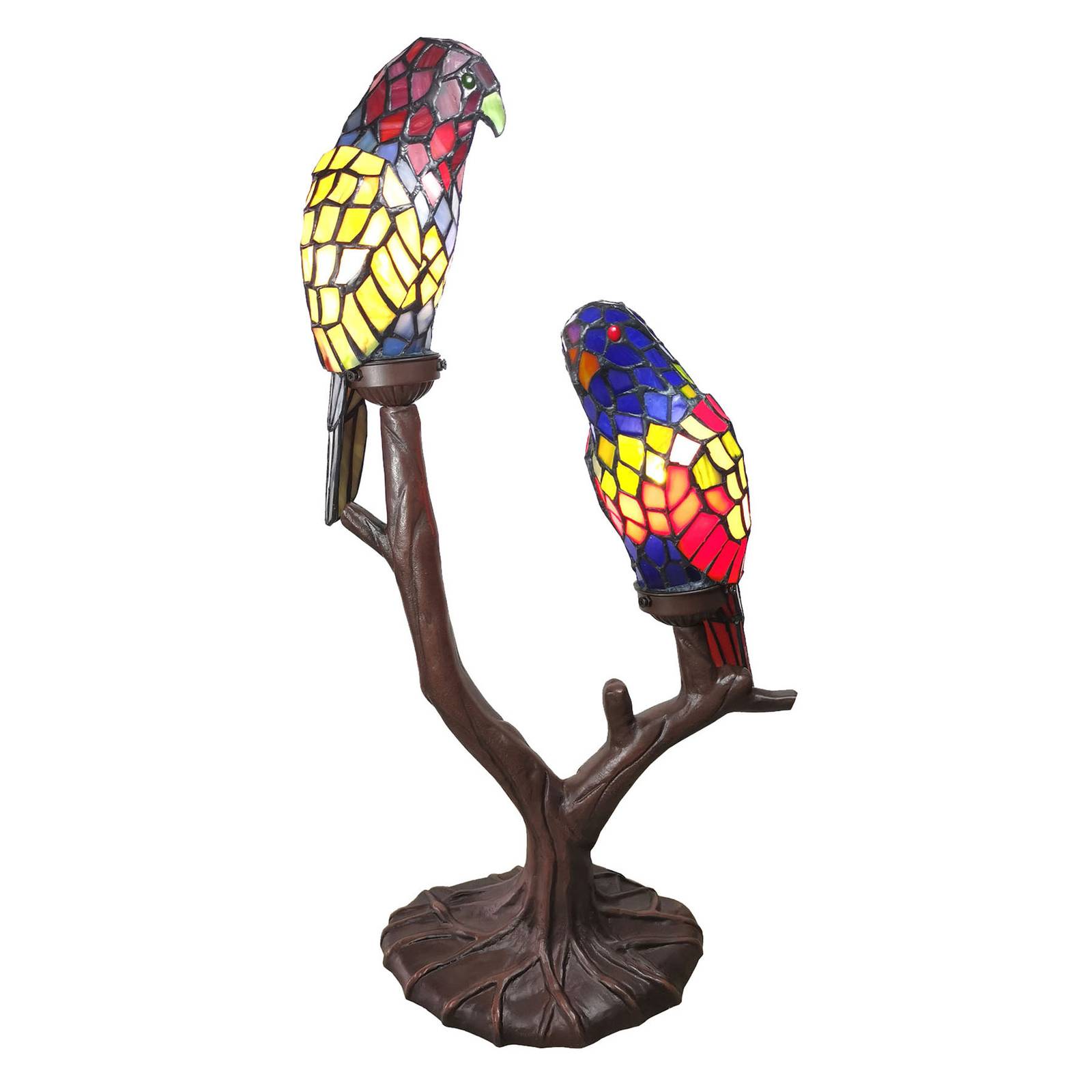 Dekoleuchte 6017, zwei Papageien, Tiffany-Design von Clayre&Eef