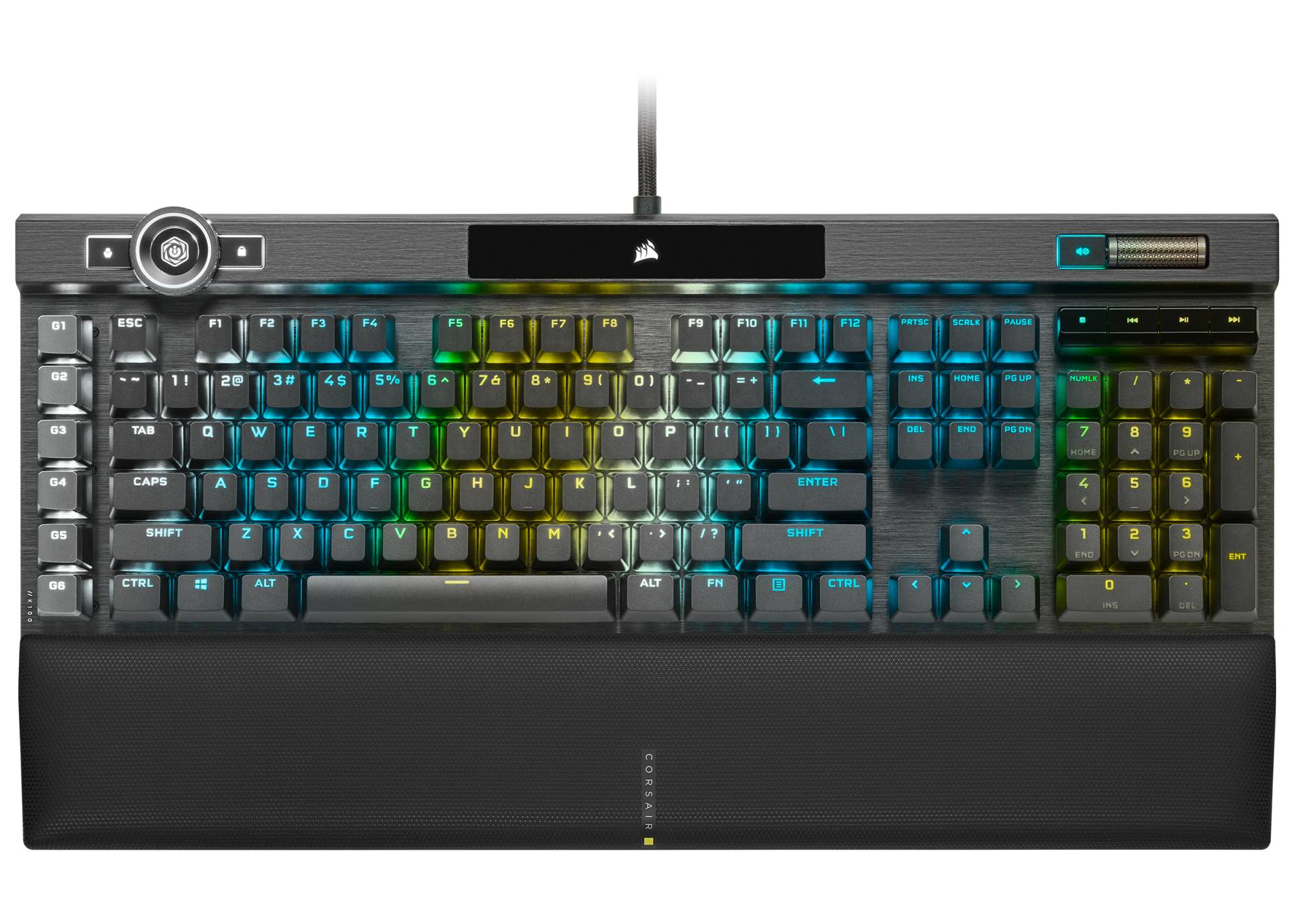CORSAIR K100 RGB Optisch-mechanische Gaming-Tastatur - OPX RGB Optisch-mechanische Tastenschalter, LightEdge mit 44 RGB-Beleuchtungszonen, PBT-Double- von Corsair