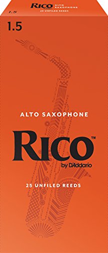 Rico by D'Addario Saxophon Blätter | Hochpräzise gefertigt | Alt Saxophon Blätter 1,5 Stärke | 25er-Packung | Warmer voller Ton | Angenehmes Spielgefühl von D'Addario