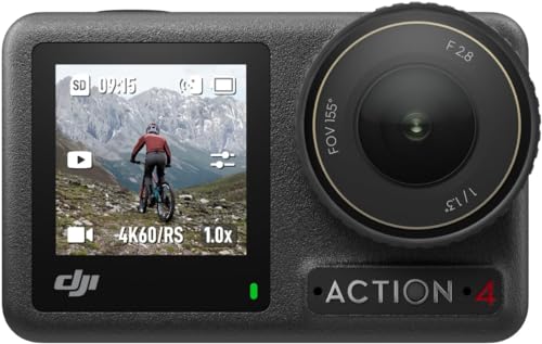 DJI Osmo Action 4 Standard-Combo – 4K/120fps wasserdichte Action-Kamera mit einem 1/1,3-Zoll-Sensor, atemberaubende Low-Light-Aufnahmen, 10-Bit- und D-Log M-Farbleistung, langlebiger 1.770 mAh-Akku von DJI