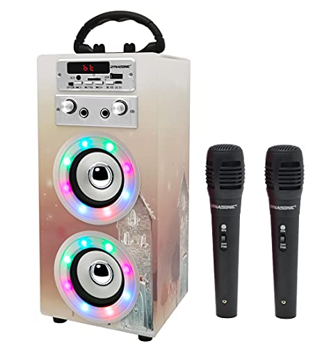 DYNASONIC (3º Generation) Karaoke mit Mikrofon, Karaoke anlage mit Mikrofon enthalten singen (Zwei), Bluetooth Lautsprecher Mehrfarbiges LED-Modell, Modelo 025-19 von DYNASONIC
