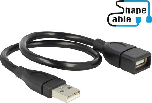 Delock USB-Kabel USB 2.0 USB-A Stecker, USB-A Buchse 0.35m Schwarz flexibles Schwanenhals-Kabel 8349 von Delock