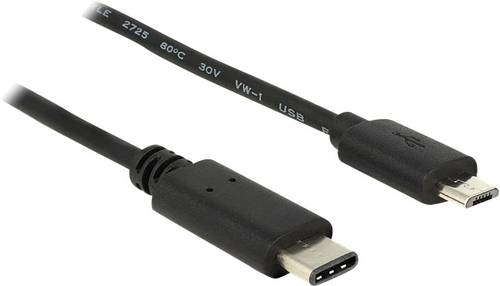 Delock USB-Kabel USB 2.0 USB-C® Stecker, USB-Micro-B Stecker 1.00m Schwarz 83602 von Delock