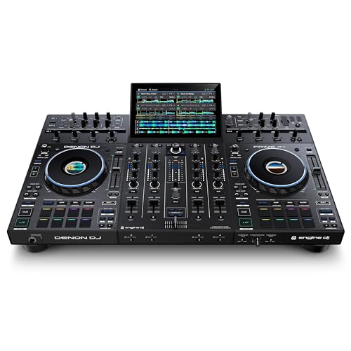 Denon DJ PRIME 4+ Standalone DJ-Controller & Mixer mit 4 Decks, WLAN-Musikstreaming, Drop Sampler, 10.1" Touchscreen, Beleuchtungssteuerung, interne FX von Denon DJ
