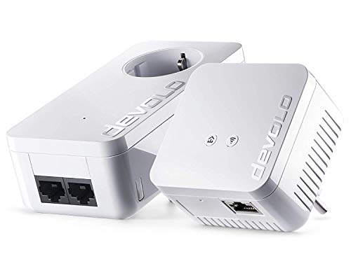 devolo WLAN Powerline Adapter, dLAN 550 WiFi Starter Kit -bis zu 500 Mbit/s, Mesh WLAN Verstärker, WLAN Steckdose, 1x LAN Anschluss, weiß von Devolo
