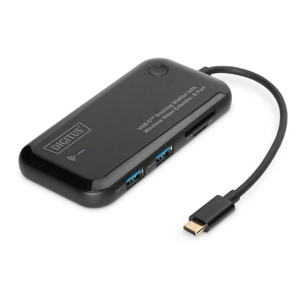 Digitus 8-Port USB-C Docking Station USB-Adapter, mit Wireless Video Extender 2x USB-A HDMI VGA 3,5mm SD/MicroSD von Digitus