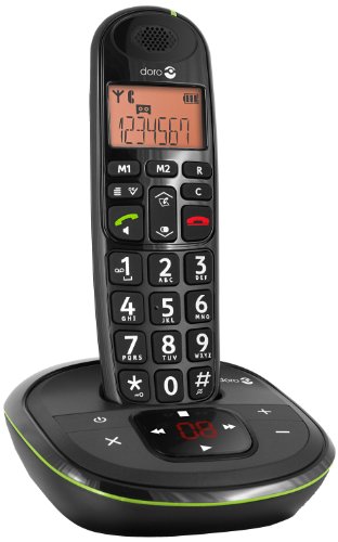 Doro PhoneEasy 105wr Seniorentelefon, Schnurloses DECT-Telefon mit Anrufbeantworter, große Tasten, lauter Rufton, Freisprechfunktion, großes Display,schwarz von Doro