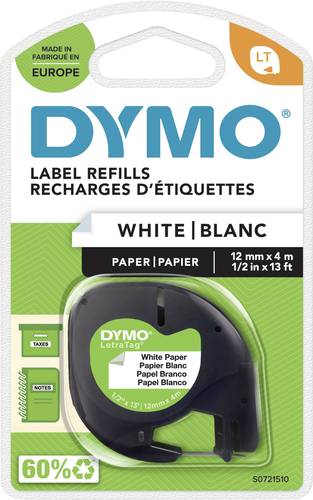 DYMO LT Schriftband Bandfarbe: Weiß Schriftfarbe: Schwarz 12mm 4m S0721510 von Dymo