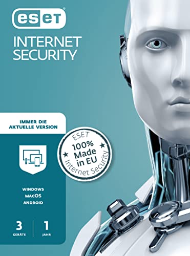 ESET Internet Security 2023 | 3 Geräte | 1 Jahr | Windows (11, 10, 8 und 7), macOS oder Android | Aktivierungscode in Standardverpackung von ESET