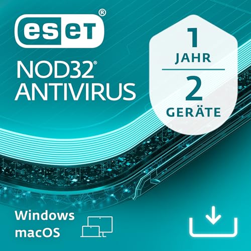 ESET NOD32 Antivirus 2024 | 2 Geräte | 1 Jahr | inklusive Gamer-Modus, Schutz vor Ransomware und Phishing, geringe Systembelastung | Windows, macOS| Offizieller deutscher Aktivierungscode per E-Mail von ESET