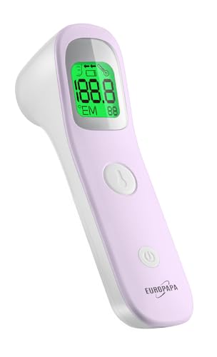 EUROPAPA Fieberthermometer für Baby Kinder Erwachsene, Infrarot Stirnthermometer mit Fieberalarm, °C/°F Schalter, 30-facher Messwertspeicher (Violett) von EUROPAPA