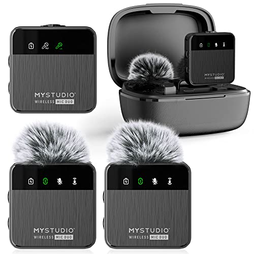 MyStudio Wireless MIC Duo • Mikrofon-Set mit Zwei Lavalier-Ansteckmikrofonen • Schnurlos • Für Zwei Anwender gleichzeitig • Kompatibel mit Smartphones und Kameras • Schutzcase als Ladestation von Easypix