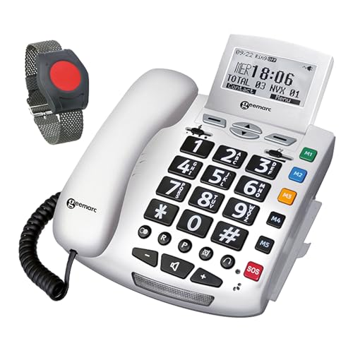 ELDAT Fon Alarm APF: Notruftelefon für Senioren mit Notruf Sender(n); schnurgebundenes Festnetztelefon mit Notrufknopf; Hausnotruf Seniorentelefon von Eldat
