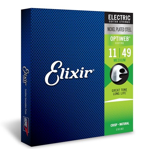 Elixir® 19102 Saiten E-Gitarrensaiten mit OPTIWEB™ Beschichtung, Medium(.011-.049) von Elixir